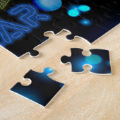 Black & Blue Midnight Sparkle Neon Glow New Year Puzzle (Seite)
