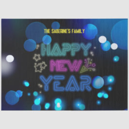 Black & Blue Midnight Sparkle Neon Glow New Year  Seidenpapier