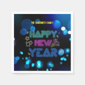 Black & Blue Midnight Sparkle Neon Glow New Year Serviette (Vorderseite)