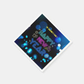 Black & Blue Midnight Sparkle Neon Glow New Year Serviette (Ecke)