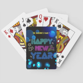 Black & Blue Midnight Sparkle Neon Glow New Year Spielkarten