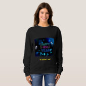 Black & Blue Midnight Sparkle Neon Glow New Year Sweatshirt (Vorne ganz)