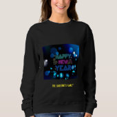 Black & Blue Midnight Sparkle Neon Glow New Year Sweatshirt (Vorderseite)