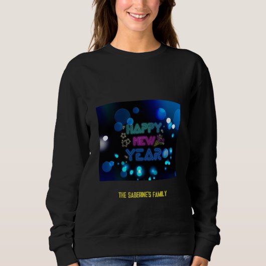 Black & Blue Midnight Sparkle Neon Glow New Year Sweatshirt (Vorderseite)