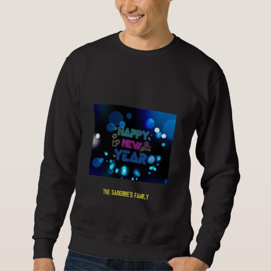 Black & Blue Midnight Sparkle Neon Glow New Year  Sweatshirt (Vorderseite)