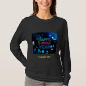 Black & Blue Midnight Sparkle Neon Glow New Year  T-Shirt (Vorderseite)