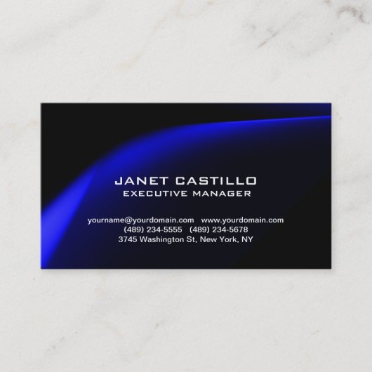Black Blue Modern Beruflich Personal Simple Visitenkarte (Vorderseite)