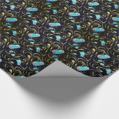 Black & Blue Modern Imitats Gold & Opal Geschenkpapier (Ecke)