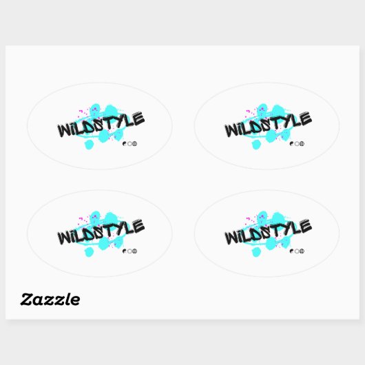 Black Blue Modern Wildstyle Oval Sticker (Blatt)