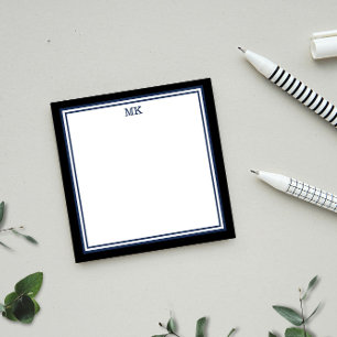 Black Blue Monogrammed Post-it Notes Klebezettel