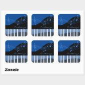 Black & Blue Musical Melody Quadratischer Aufkleber (Blatt)