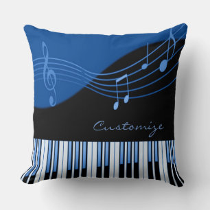 Black & Blue Musical Melody Throw Kissen