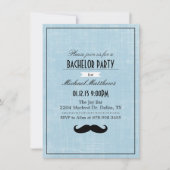 Black & Blue Mustache Bachelor Party Einladung (Vorderseite)