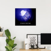 Black Blue Night Freedom Wolf Kopf Fullmoon Poster (Heimbüro)