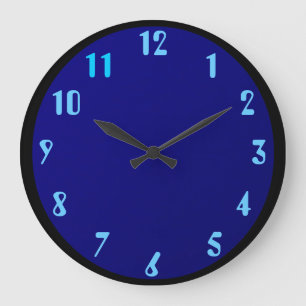 Black Blue on Blue Große Wanduhr