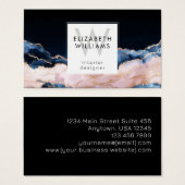 Black Blue Pink Rose Gold Monogram Business Cards (Vorne & Hinten)