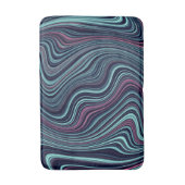 Black Blue Pink Wavy Marbling Agate Abstraction Badematte (Vorderseite Vertikal)
