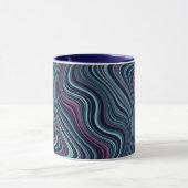 Black Blue Pink Wavy Marbling Agate Abstraction Tasse (Zentrum)