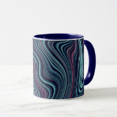 Black Blue Pink Wavy Marbling Agate Abstraction Tasse (VorderseiteRechts)