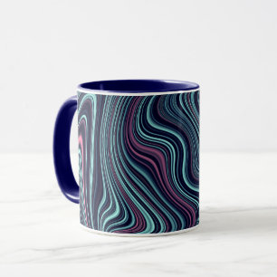 Black Blue Pink Wavy Marbling Agate Abstraction Tasse