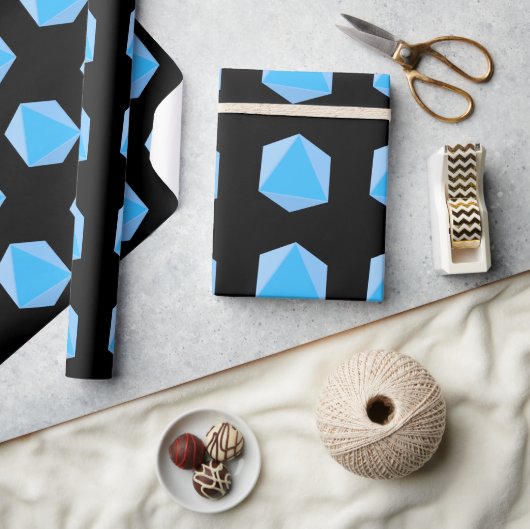 Black Blue Polyhedral Dice Geschenkpapier (Kunsthandwerk)
