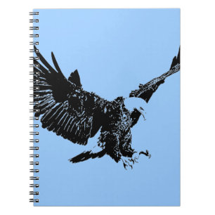 Black & Blue Pop Art Eagle Notebook Notizblock