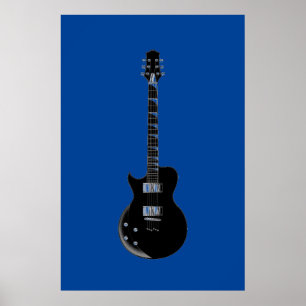 Black Blue Pop Art Electric Gitarre Poster