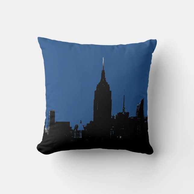 Black Blue Pop Art New York Night Throw Kissen (Vorderseite)