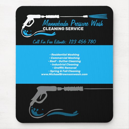 Black Blue Pressure Washwater Cleaning Pro Mousepad (Vorne)