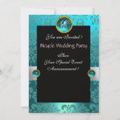 BLACK BLUE RED BICYCLE WEDD DAMASK MONOGRAM EINLADUNG (Rückseite)
