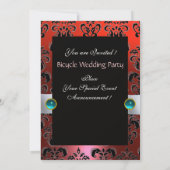 BLACK BLUE RED BICYCLE WEDD DAMASK MONOGRAM EINLADUNG (Rückseite)