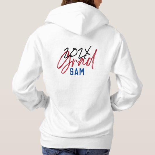 Black Blue Red Gold Foil Grad Jahr Custom Chic Hoodie (Rückseite)