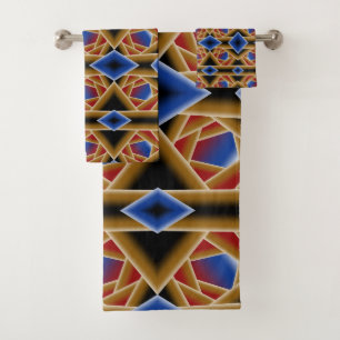 Black Blue Red Gold Ombre Abstrakte Kunst Badhandtuch Set