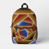 Black Blue Red Gold Ombre Abstrakte Kunst Bedruckter Rucksack (Vorderseite)