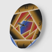 Black Blue Red Gold Ombre Abstrakte Kunst Große Wanduhr (Winkel)
