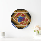 Black Blue Red Gold Ombre Abstrakte Kunst Große Wanduhr (Zuhause)