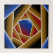 Black Blue Red Gold Ombre Abstrakte Kunst Puzzle (Horizontal)