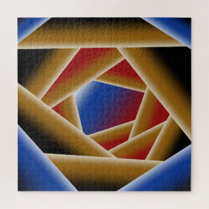 Black Blue Red Gold Ombre Abstrakte Kunst Puzzle