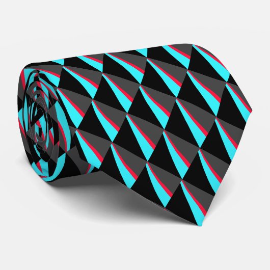 Black Blue Red Gray Muster Krawatte (Gerollt)