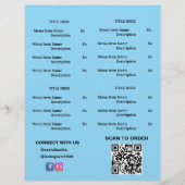 Black, Blue Restaurant Take Out Menü mit QR Code (Hinten)