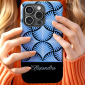 Black Blue Retro 1920s Gatsby Palms Script Name Case-Mate iPhone Hülle
