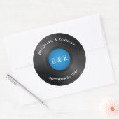 Black Blue Rock'n'Roll Monogram Name Vinyl Record Runder Aufkleber (Umschlag)