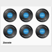 Black Blue Rock'n'Roll Monogram Name Vinyl Record Runder Aufkleber (Blatt)