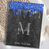 Black Blue Silver Glitzer Tropfen Leather Monogram Planer