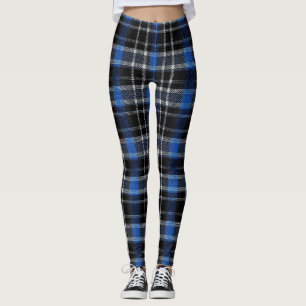 Black Blue & Silver Kariert Tartan Leggings