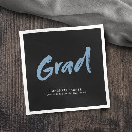 Black & Blue Simple Modern Brush Script Abschluss Serviette