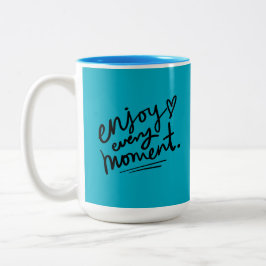 Black Blue Simple Motivational Quote Mug Zweifarbige Tasse
