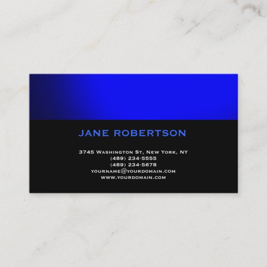 Black Blue Simple Schlicht Business Card Visitenkarte (Vorderseite)