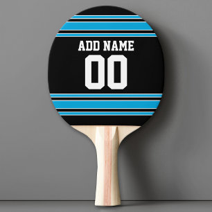 Black Blue Sports Jersey mit Ihrem Namen und Ihrer Tischtennis Schläger