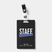 Black Blue Staff Backstage Pass Custom ID Abzeiche Ausweis (Vorderseite mit Clip)